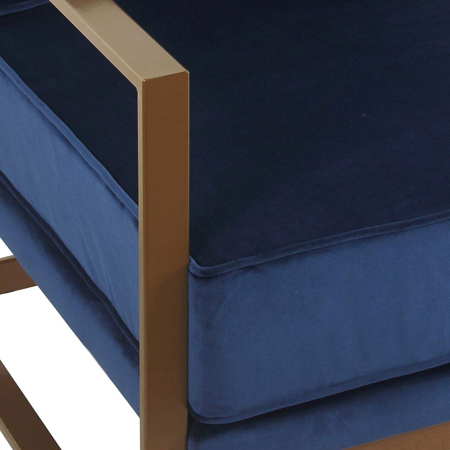 Aprodz Hudson Modern Velvet Accent Chair, Metal Frame, Navy