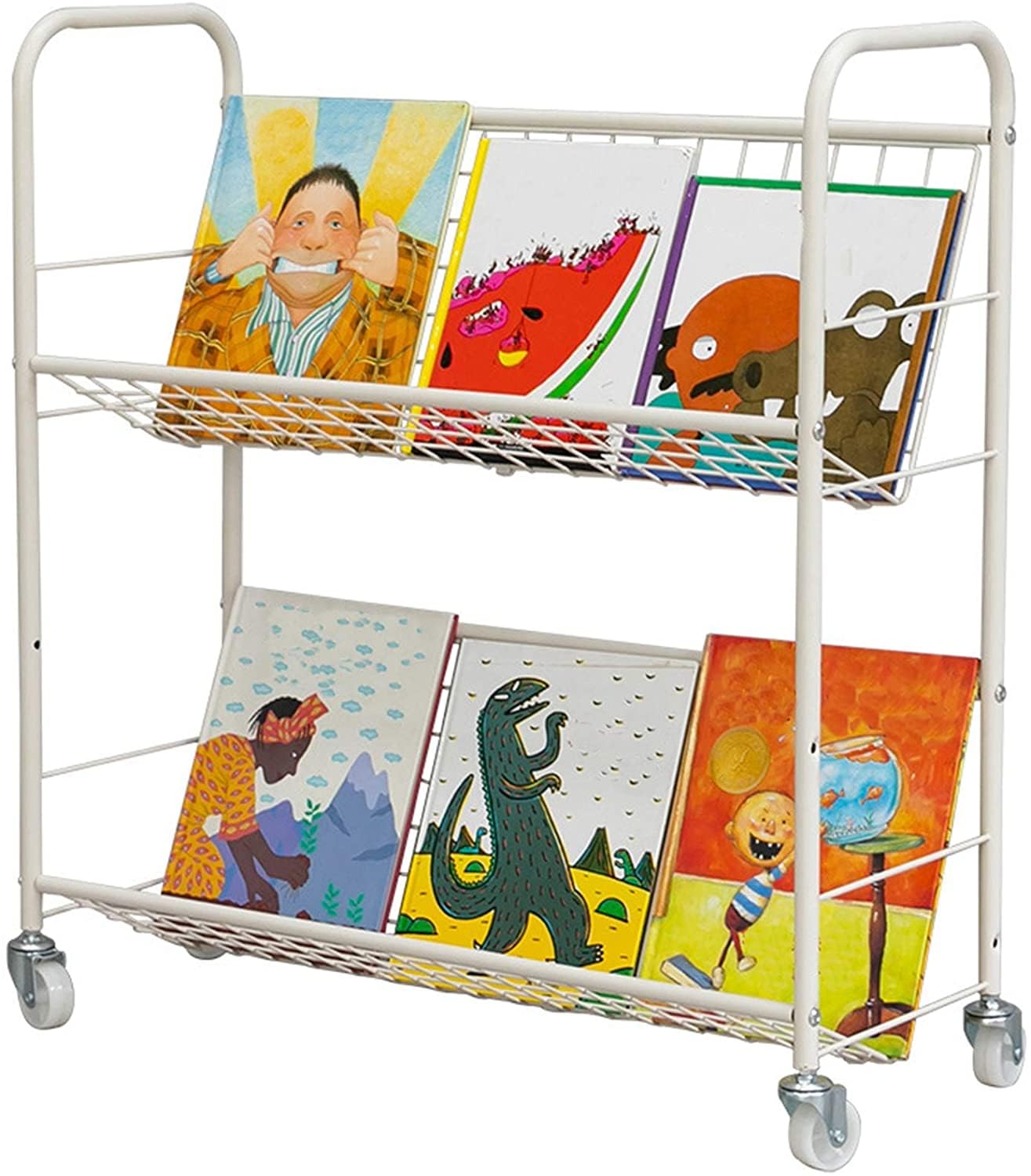 Children’s Metal Bookcase Shelves Storage Unit Kids Book Storage Rack Toy Chests & Organizers on Wheels