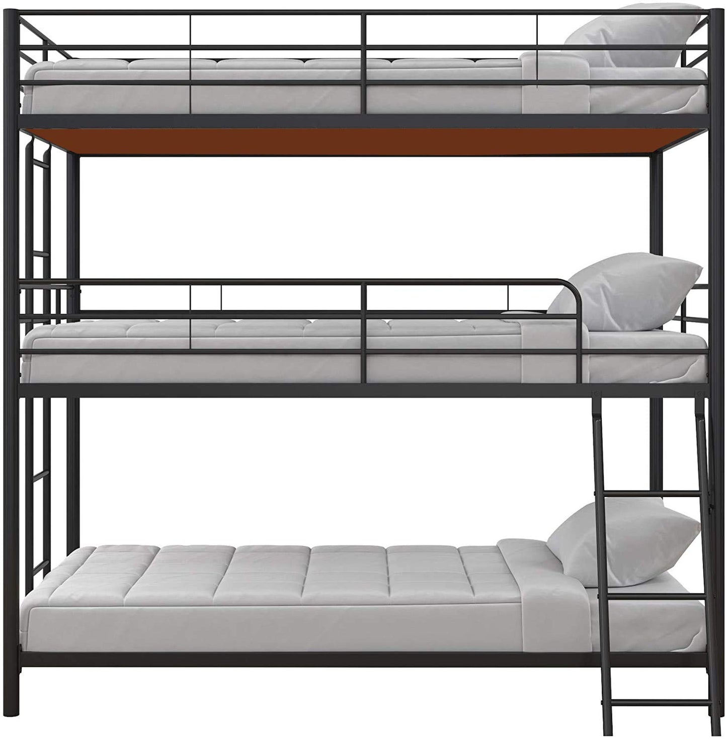 APRODZ Chavez Triple Twin/Twin/Twin Size Metal Triple (3Bed) Bunk Bed (Metal - Black Powdercoated)