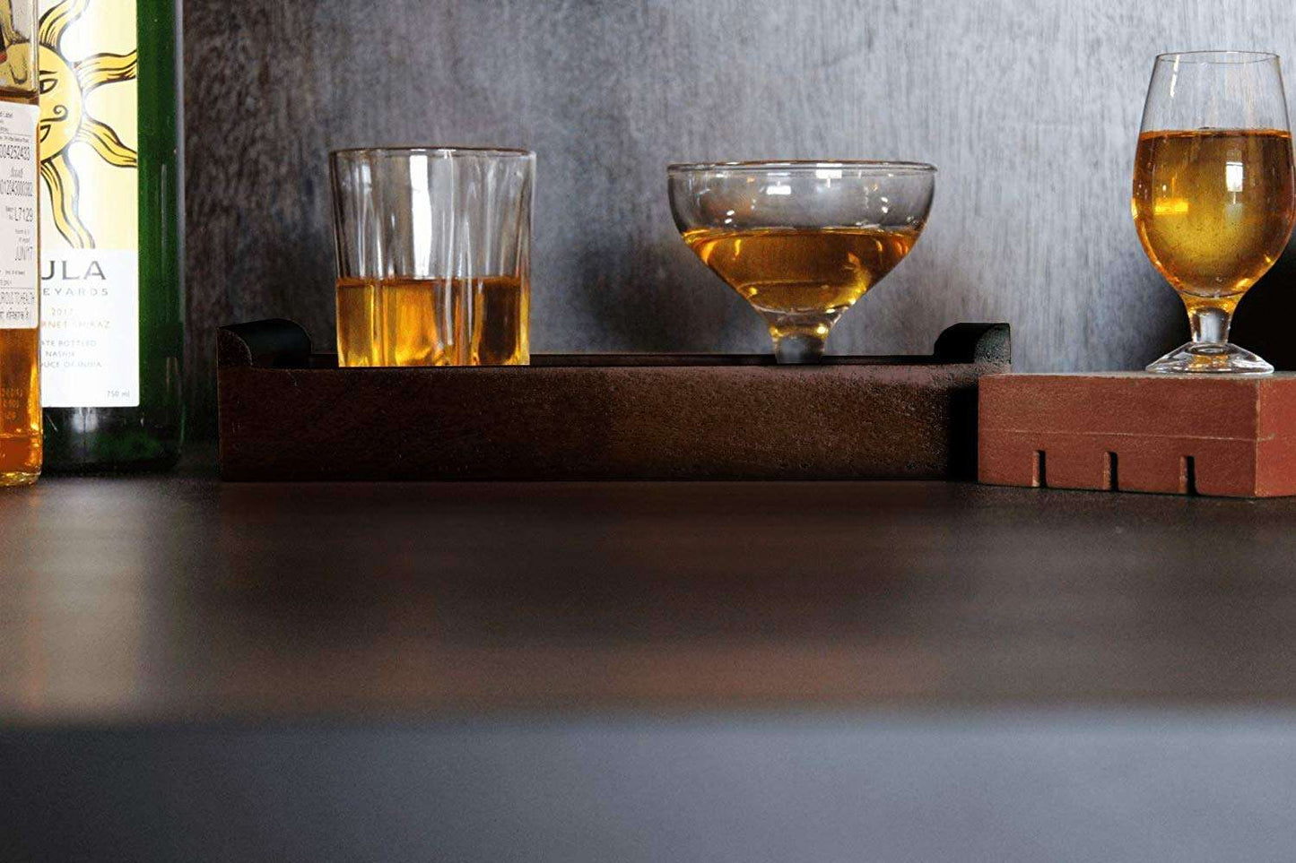 APRODZ Solid Wood Decorative Serving Tray With Antique Touch For Kitchen Dining Coffee Table, Rectangular