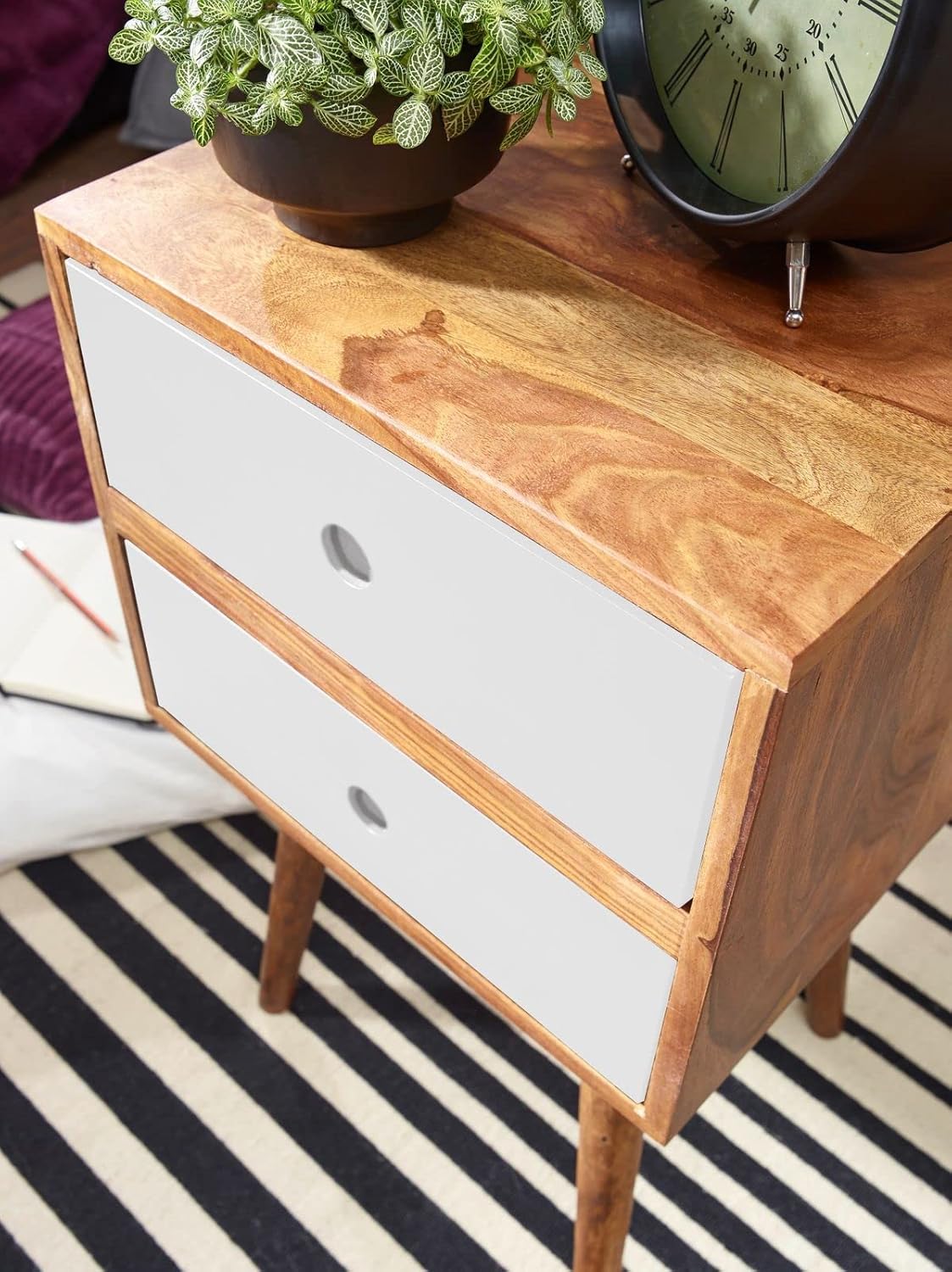Mango Wood Fauna Bedside Table for Home