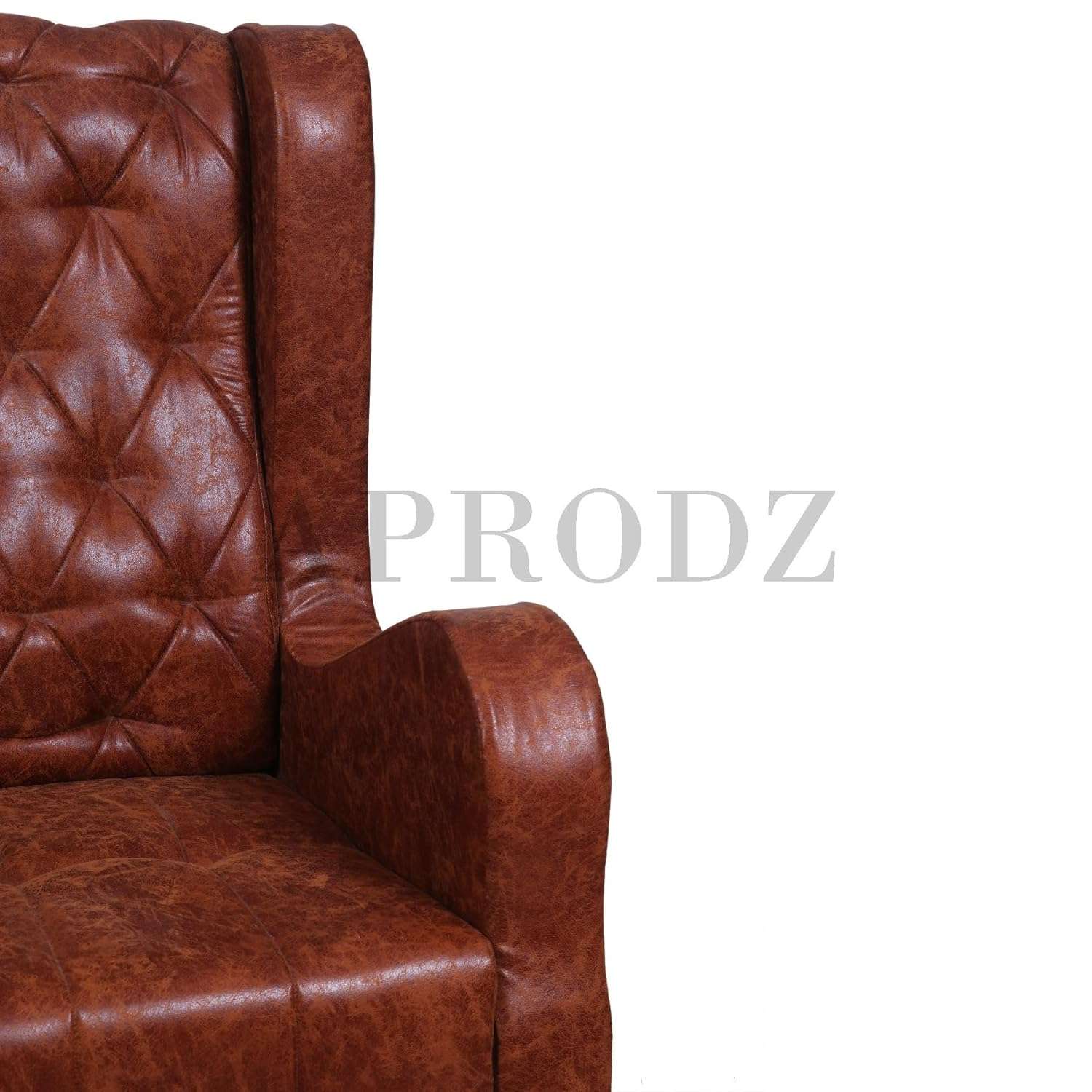 APRODZ Raja Wing Chair for Living Room, Bed Room Tufted Wing Back Accent Chair, Cushioned Lounge Chair Single Seater Sofa |Luxury Rest Chair Arm Chair Sofa (Brown Suede Leatherette)