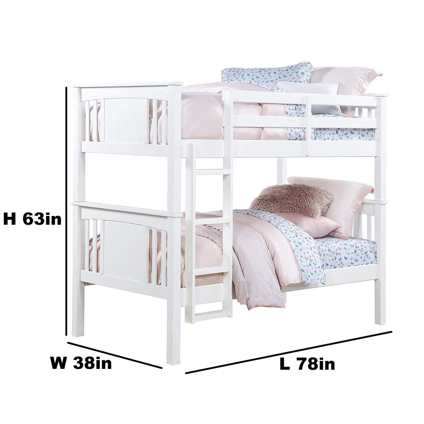Sheesham Wood Beerar Kids Bunk Beds with Ladder for Bedroom