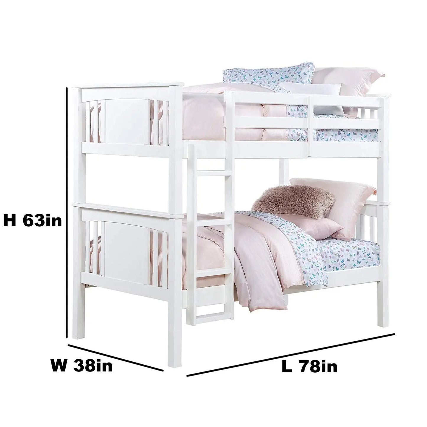 Sheesham Wood Beerar Kids Bunk Beds with Ladder for Bedroom