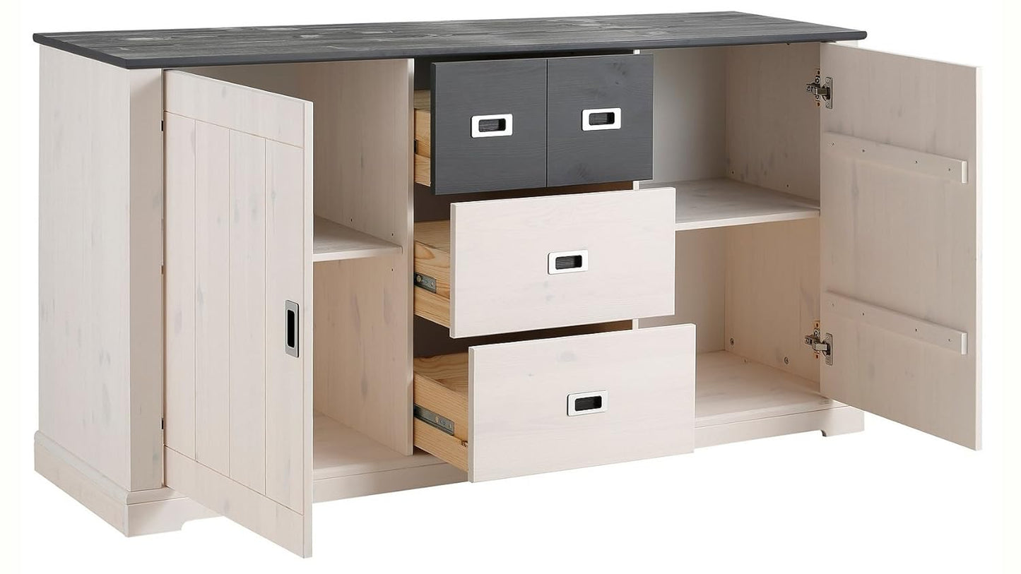 APRODZ Solid Wood Horizonte Sideboard Storage Cabinet for Living Room