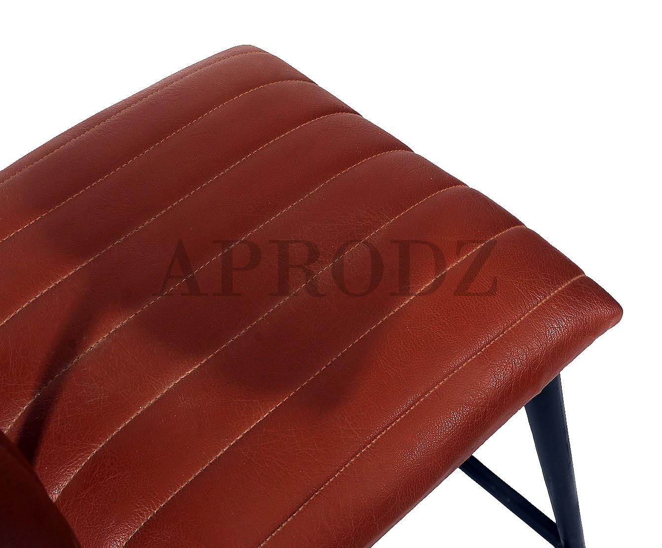 Upholstered Cold Rolled Steel Bar Stool (Brown Fabric + Black Powder Coated) - Set of 2