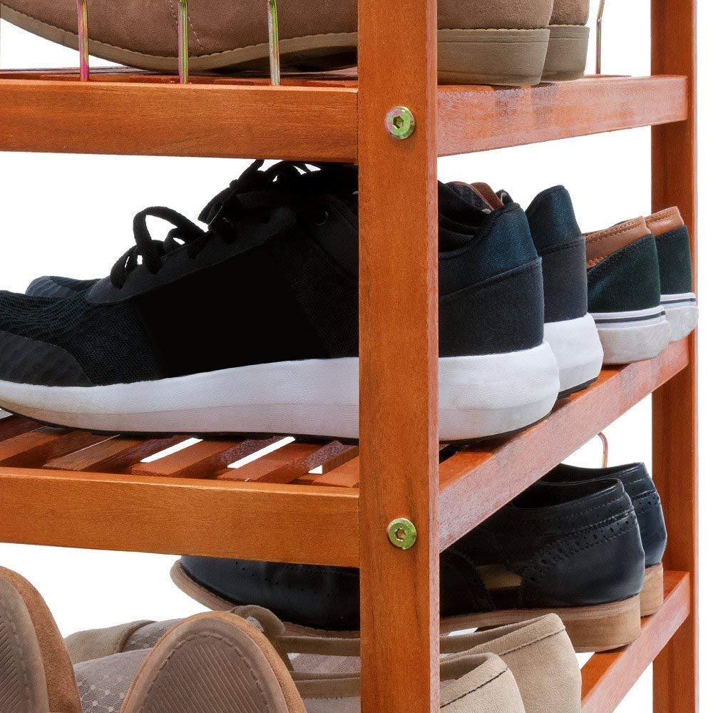 Wooden Shoe Rack 5 Tier Storage Cabinet Wood Shelf for Hallway Large Furniture Organiser Unit Brown Cupboard Racks