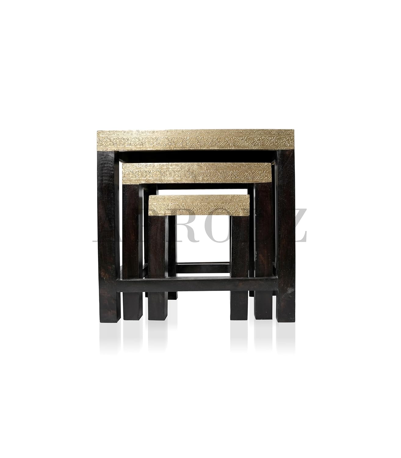 APRODZ Wooden Nesting Table Set of 3 Stools Portable Bedside End Table for Living Room Furniture (Multicolor)