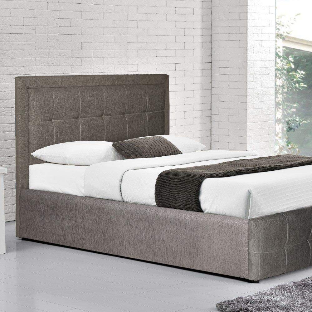 APRODZ Solid Wood Garret Queen Size Bed with Hydraulic Storage for Bedroom | Grey Finish