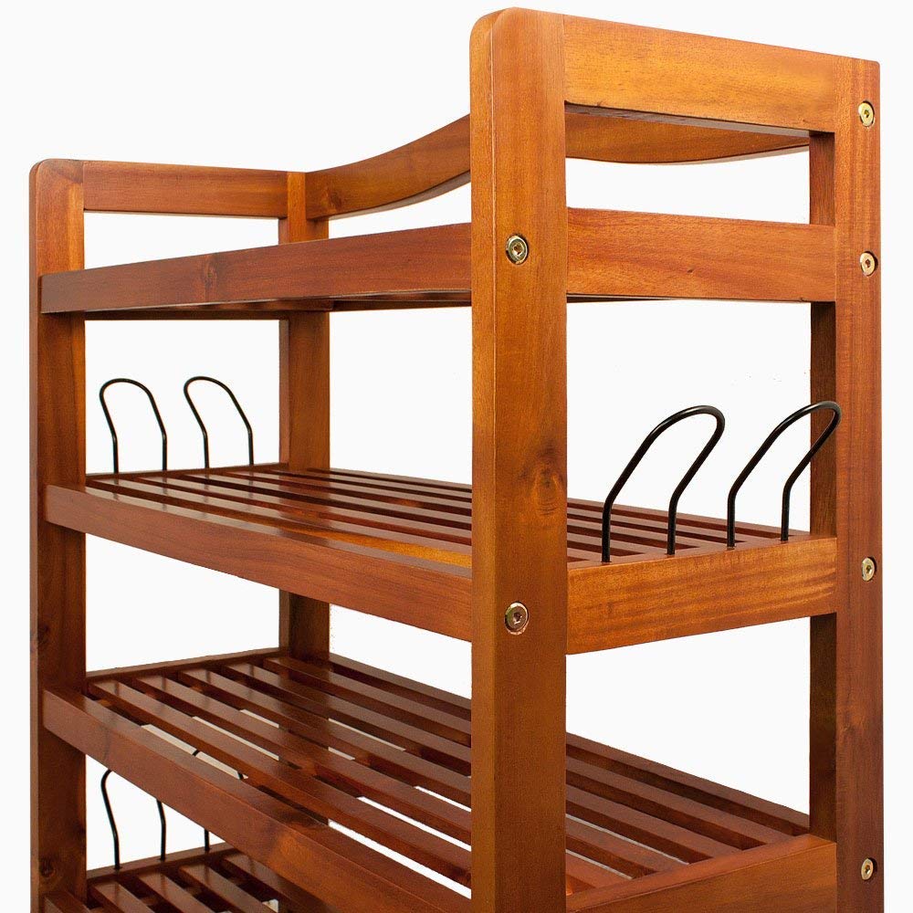 Wooden Shoe Rack 5 Tier Storage Cabinet Wood Shelf for Hallway Large Furniture Organiser Unit Brown Cupboard Racks