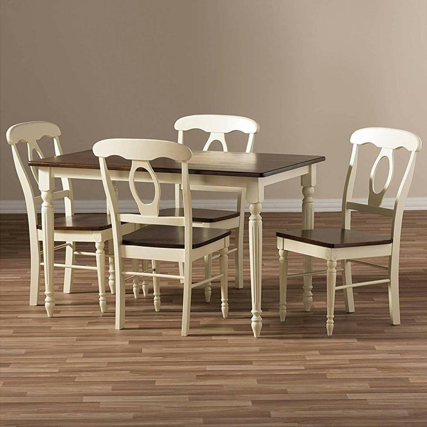 APRODZ Solid Wood Pensac 4 Seater Dining Table Set for Home | Dining Furniture | Brown & White Finish