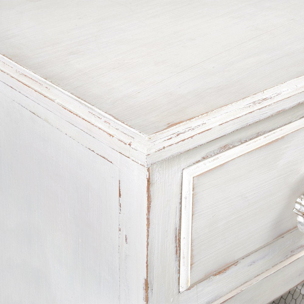 APRODZ Mango Wood Kalush Sideboard Storage Cabinet for Living Room | Wooden Cabinet for Kitchen | White Finish