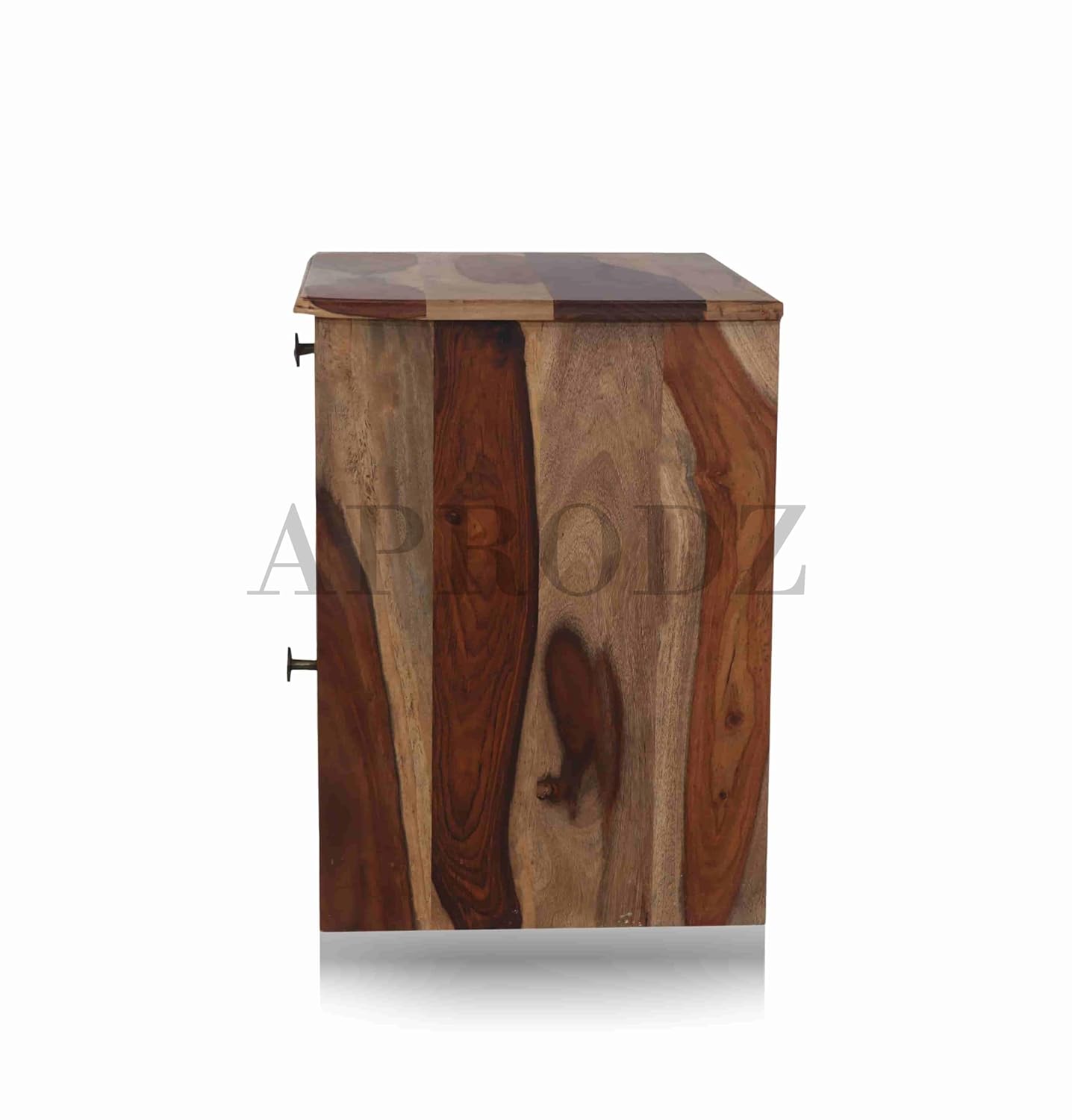 Solid Sheesham Wood Night Stand | End Table Tile Design 1 Drawer and 1 Door Bedside for Bedroom & Living Room (Natural)