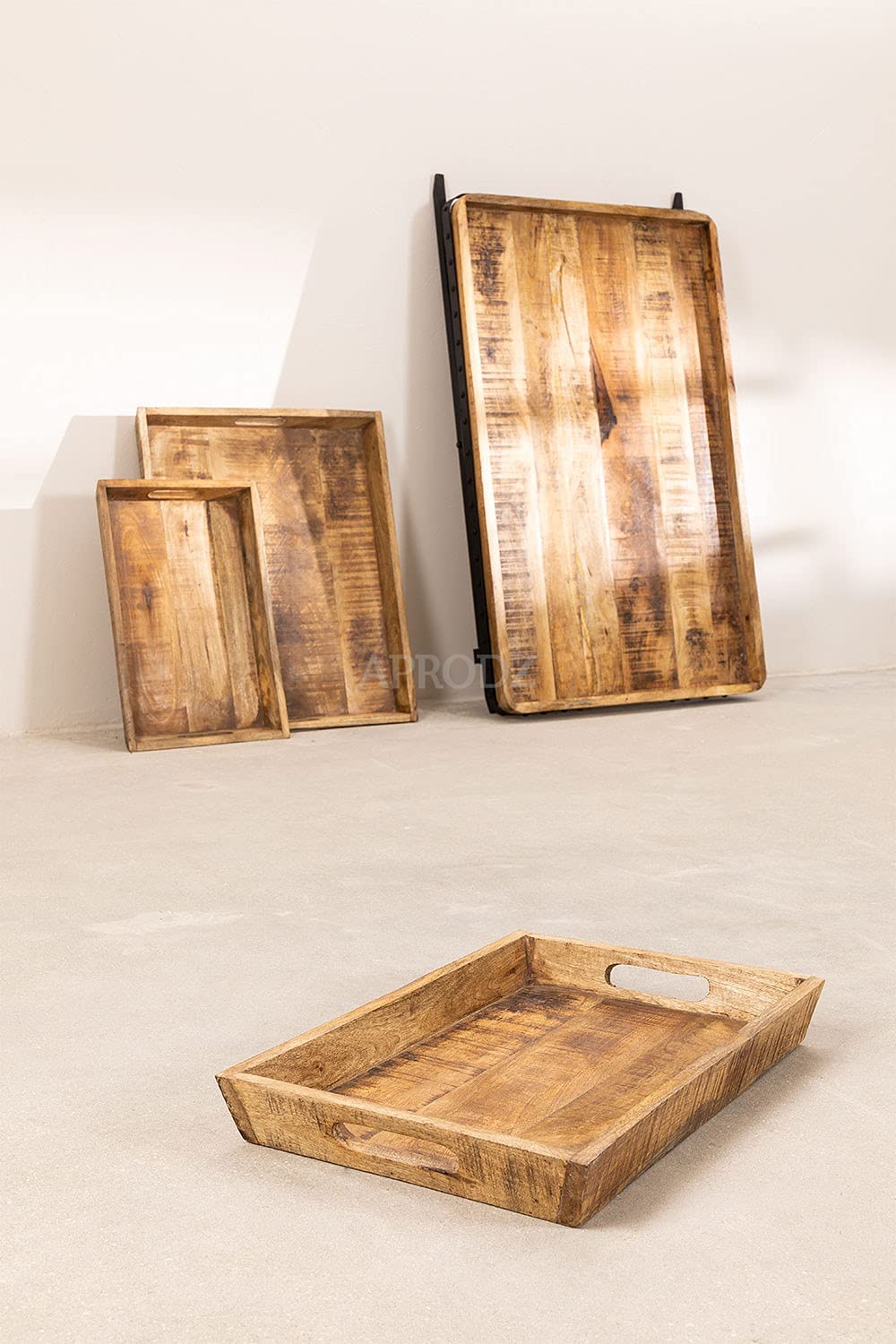 Lohmi Mango Wood and Metal Coffee Table (Solid Wood - Natural + Black Powder Coated)