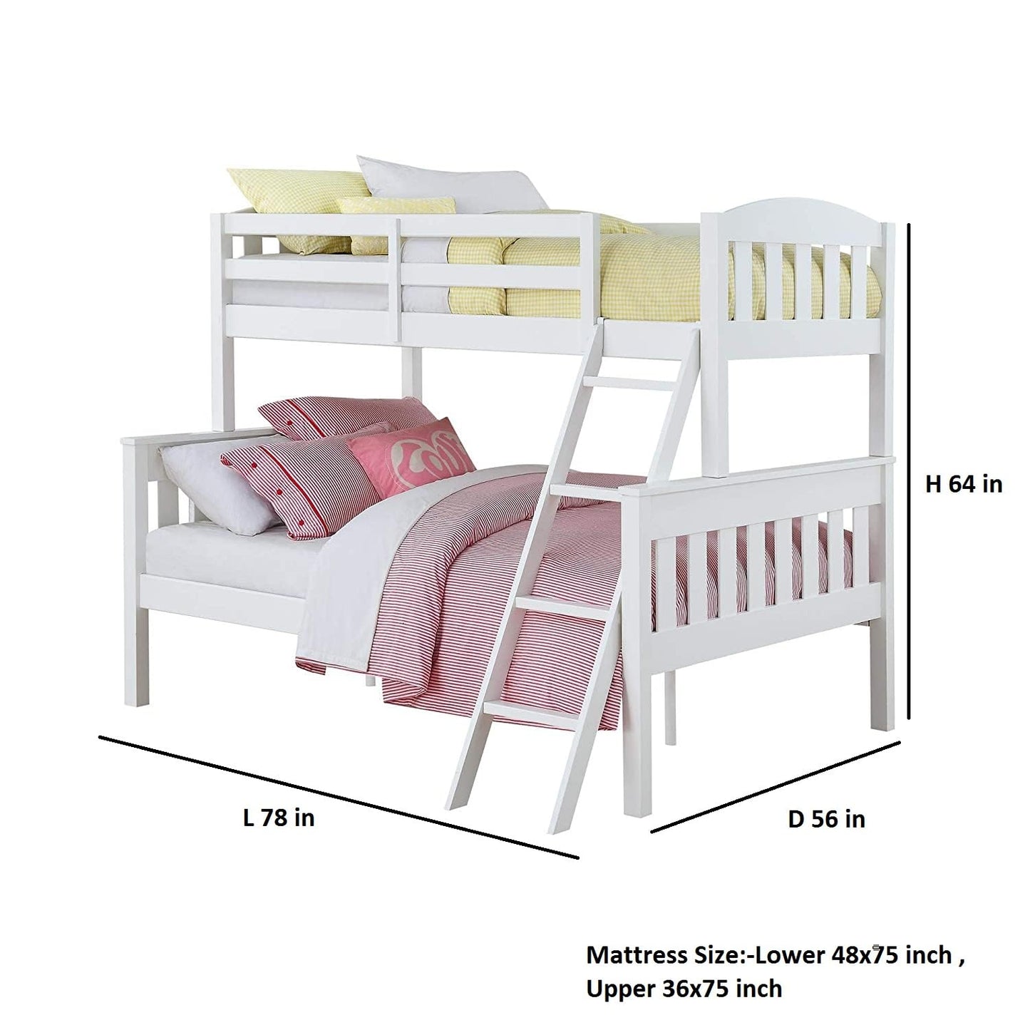 Mango Wood Coedlac Kids Bunk Beds with Ladder for Bedroom | Grey Finish