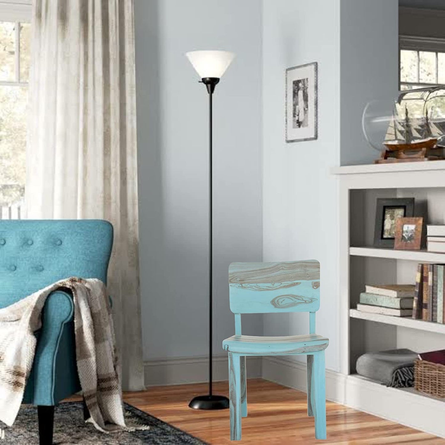 Solid Wood Cuiaba Dining Chairs for Living Room | Set of 2 Wooden Chair | Blue