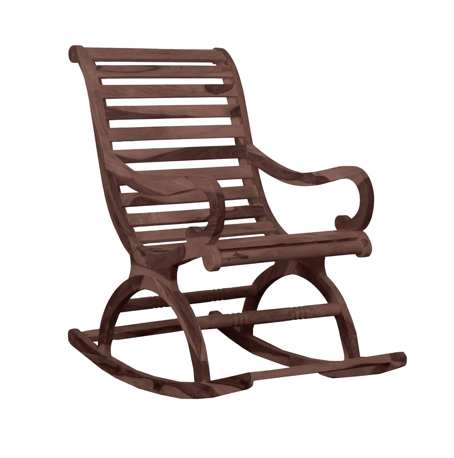 APRODZ Narkali Sheesham Wood Ergonomic Rocking Chair with Cushion (Wood Finish)