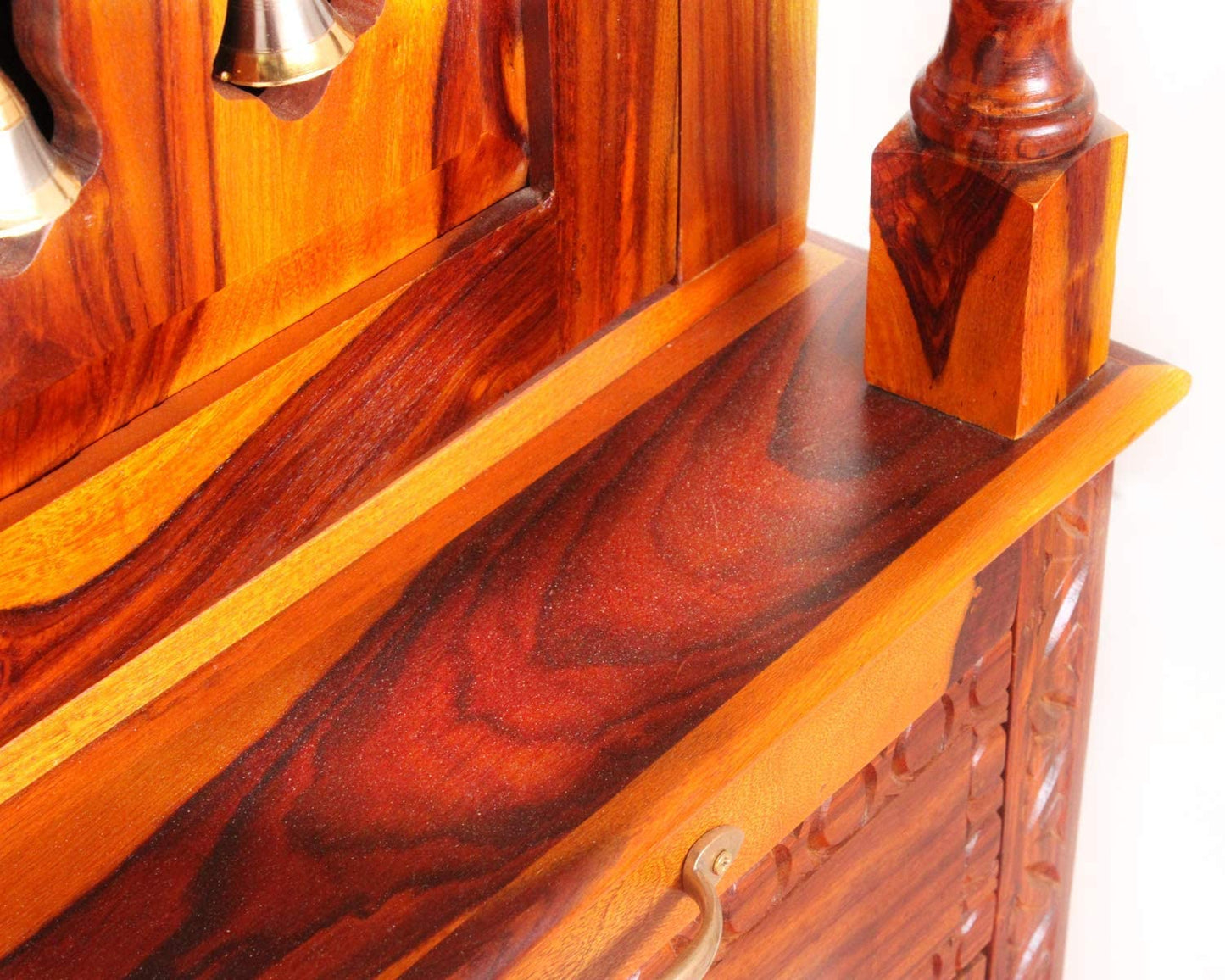 Handcrafted Sheesham Wood Temple with Storage for Pooja Room | Temple for Home | Pooja Mandir (Standard, Natural Teak)