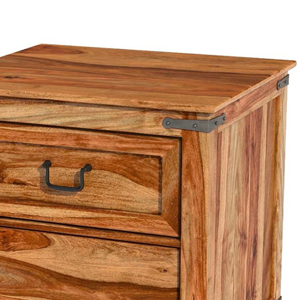 Sheesham Wood Tigoa One Drawer and One Door Selves Bedside Storage Table for Bedroom | Brown Finish