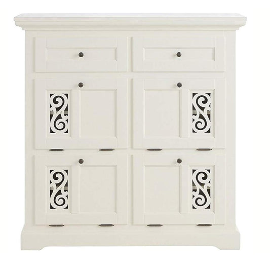 APRODZ Mango Wood Preto Shoe Cabinet for Home | Shoe Rack Organiser | White Finish