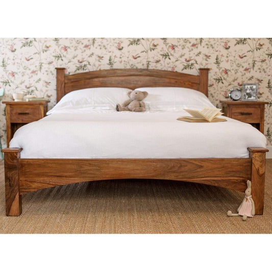 APRODZ Sheesham Wood Without Storage Queen Size Omaha Bed for Bedroom Stylish | Brown