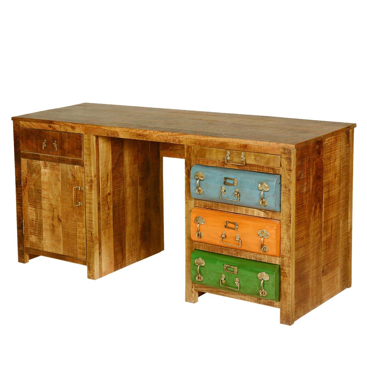 Mango Wood Calio Study Desk Table for Home and Office | Brown + Black Powdercoated Finish