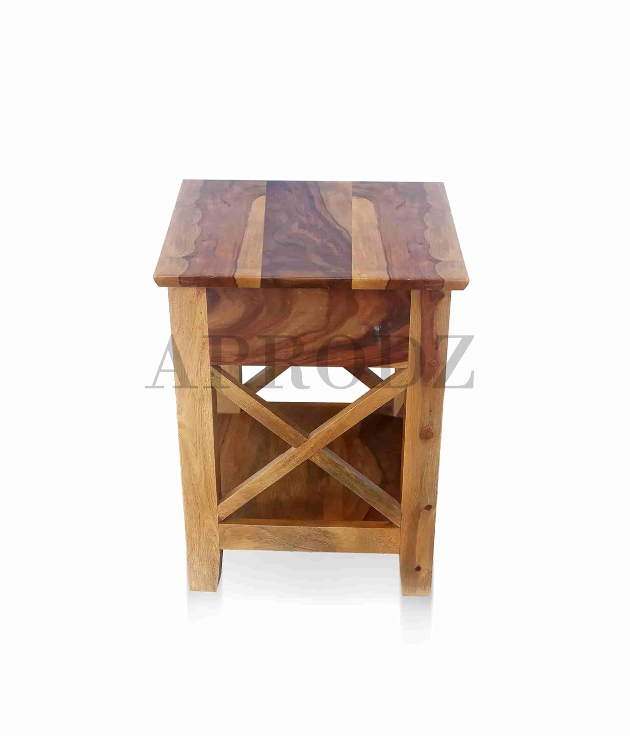 Solid Sheesham Wood Bedside Storage Table for Bedroom | Honey Finish