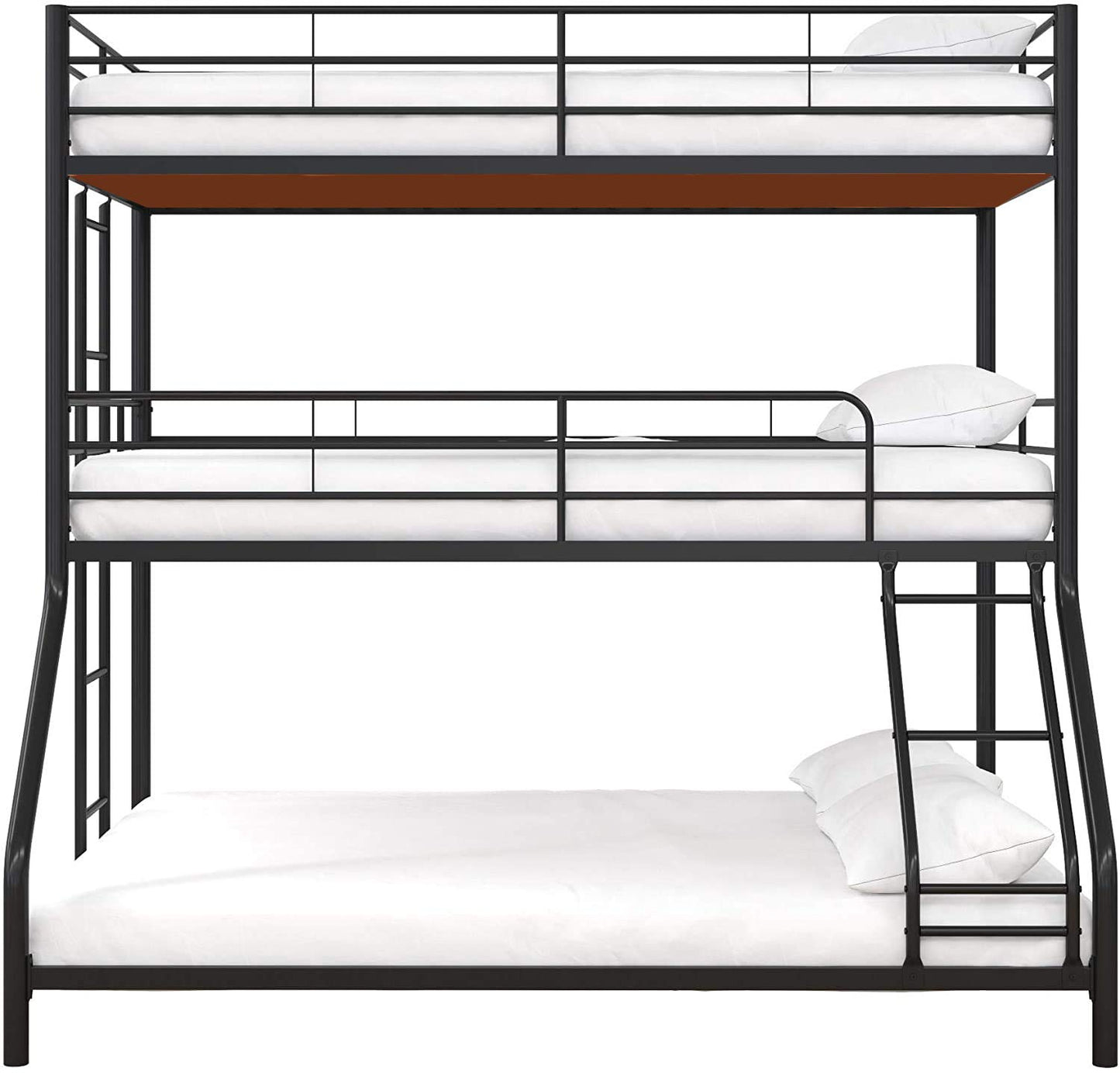 APRODZ Chavez Twin/Twin/Full Size Metal Triple Bunk Bed (Metal - Black Powdercoated)