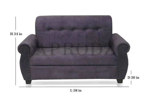Modern Sofa Set 2 Seater Velvet Fabric Sofa Upholstered Chaise Lounge with Button Design, Living Room Furniture Sofa for Home & Office