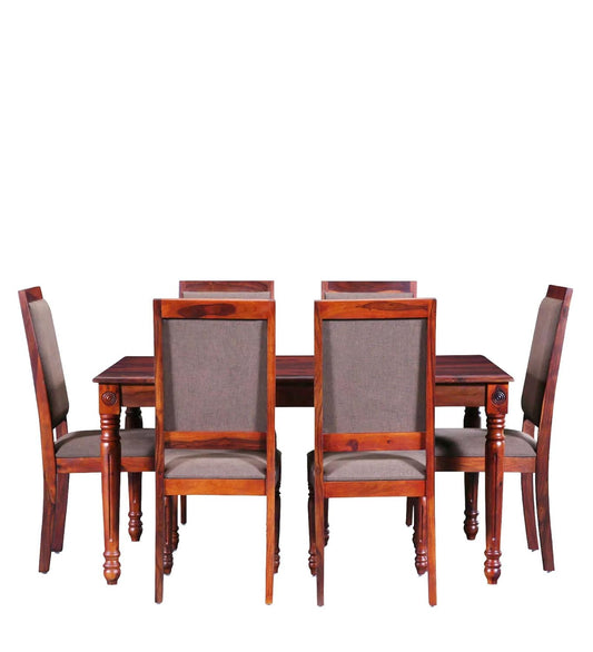 Sheesham Wood Selinos 6 Seater Dining Table Set for Home | Dining Furniture | Brown Finish