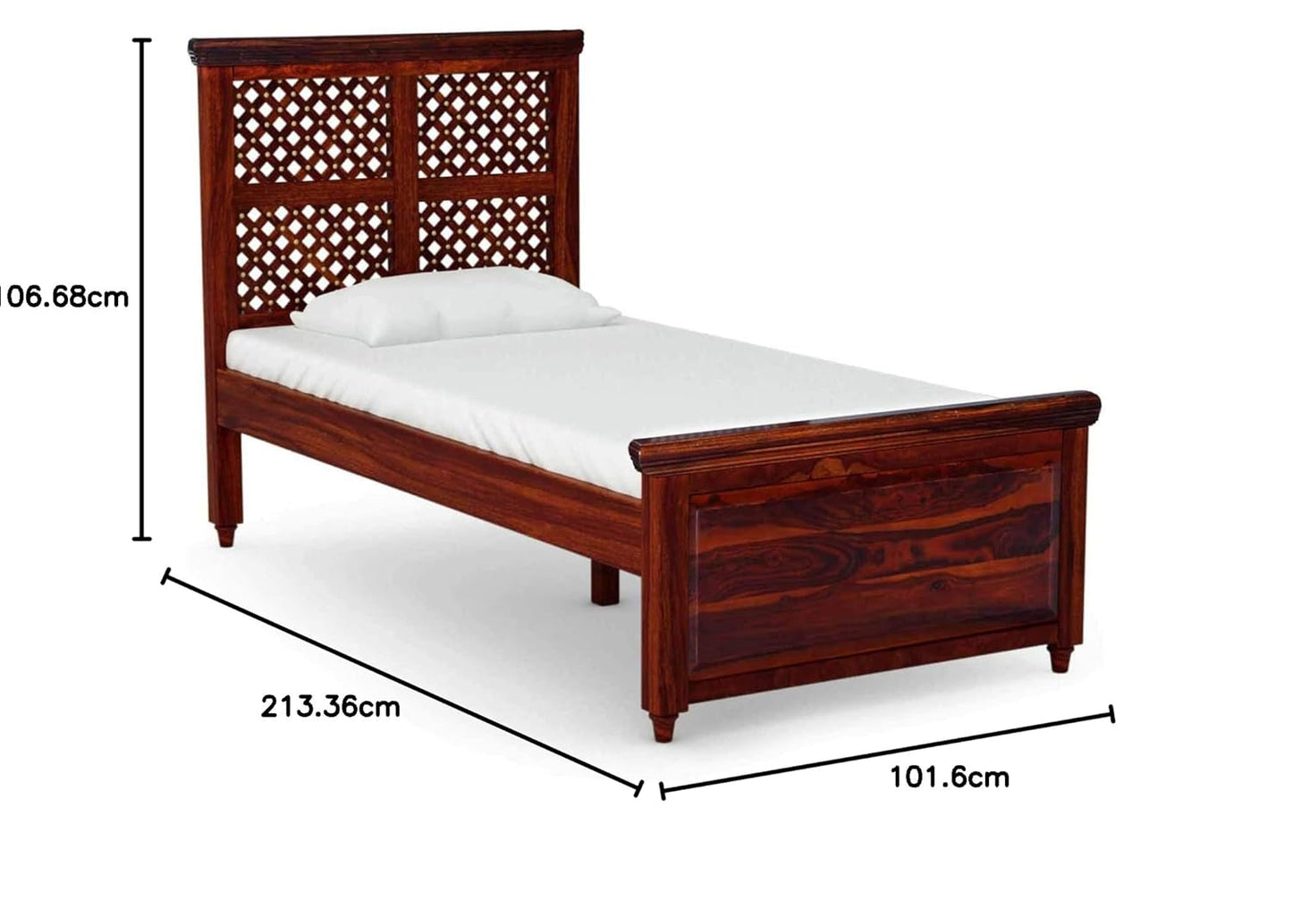 Sheesham Wood Without Storage Rowao Single Size Bed for Bedroom Stylish | Mohogany Finish