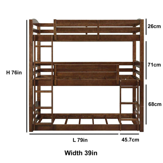 APRODZ Ipsotu Mango Wood Bunk Bed Without Storage Single Bed Furniture for Bedroom Living Room Home (Mango - Brown)