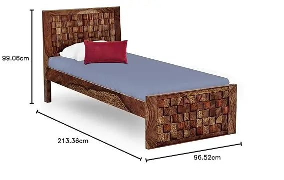 Sheesham Wood Without Storage Boxto Single Size Bed for Bedroom Stylish | Brown Finish