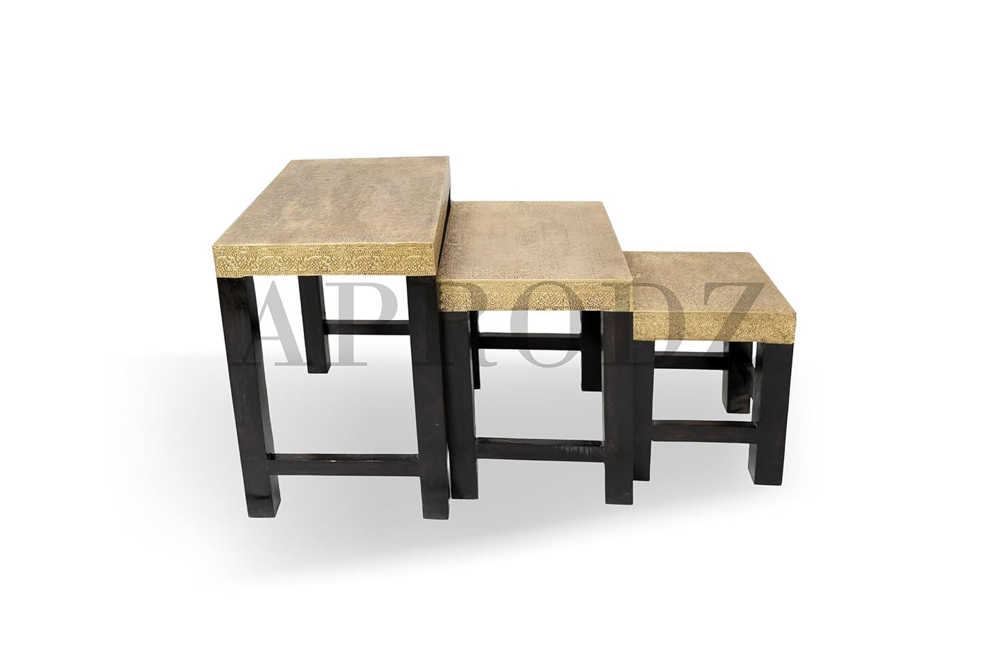 APRODZ Wooden Nesting Table Set of 3 Stools Portable Bedside End Table for Living Room Furniture (Multicolor)