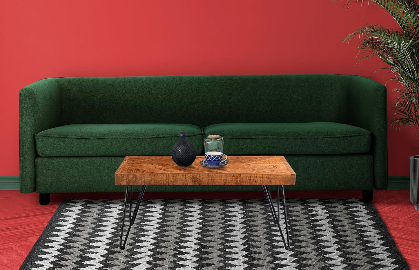 Parquetry Hairpin Leg Coffee Table - Unique Home Decor Piece