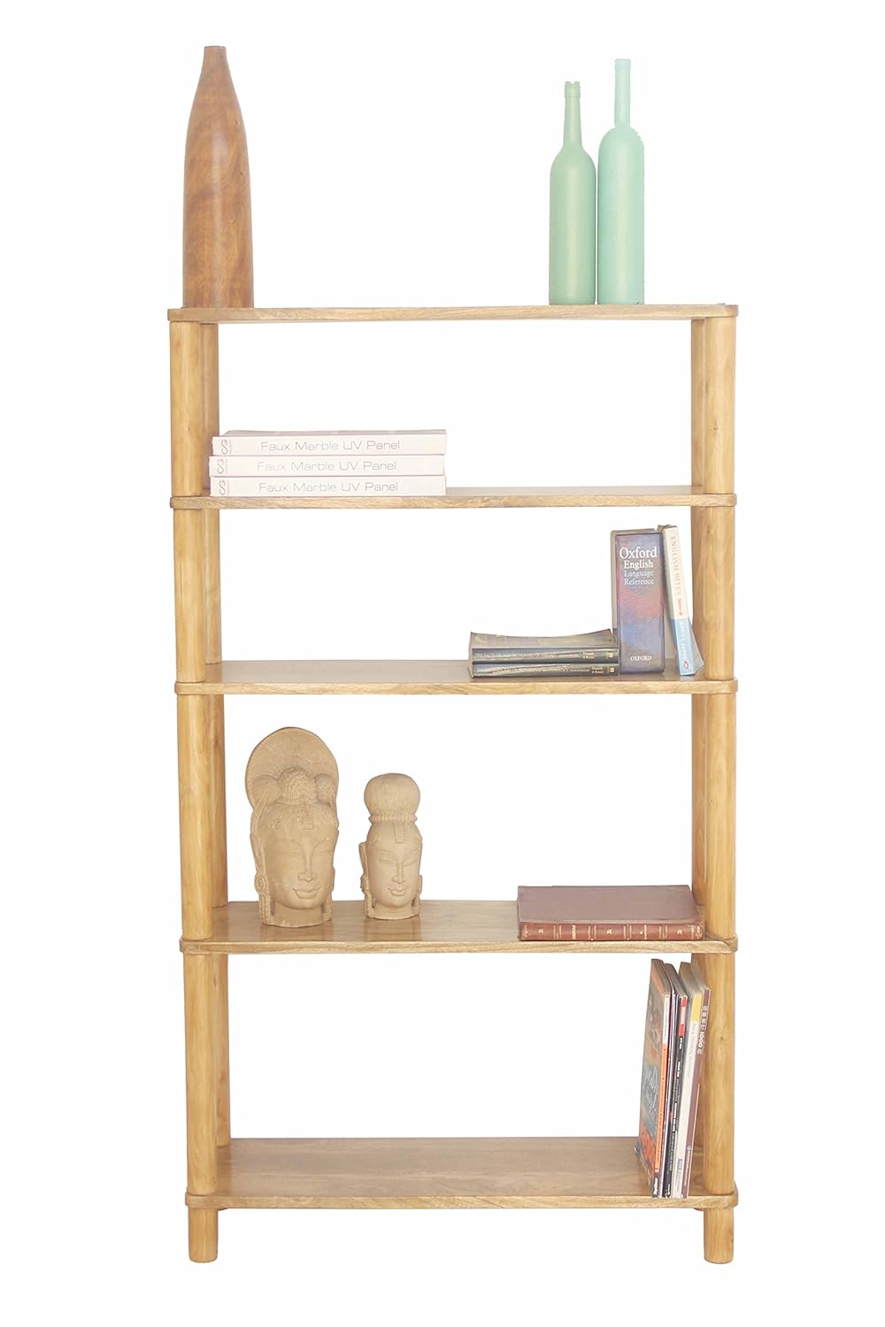 Solid Wood Designer Bookcases and Book Shelves for Living Room | Rack Shelf | Brown Finish