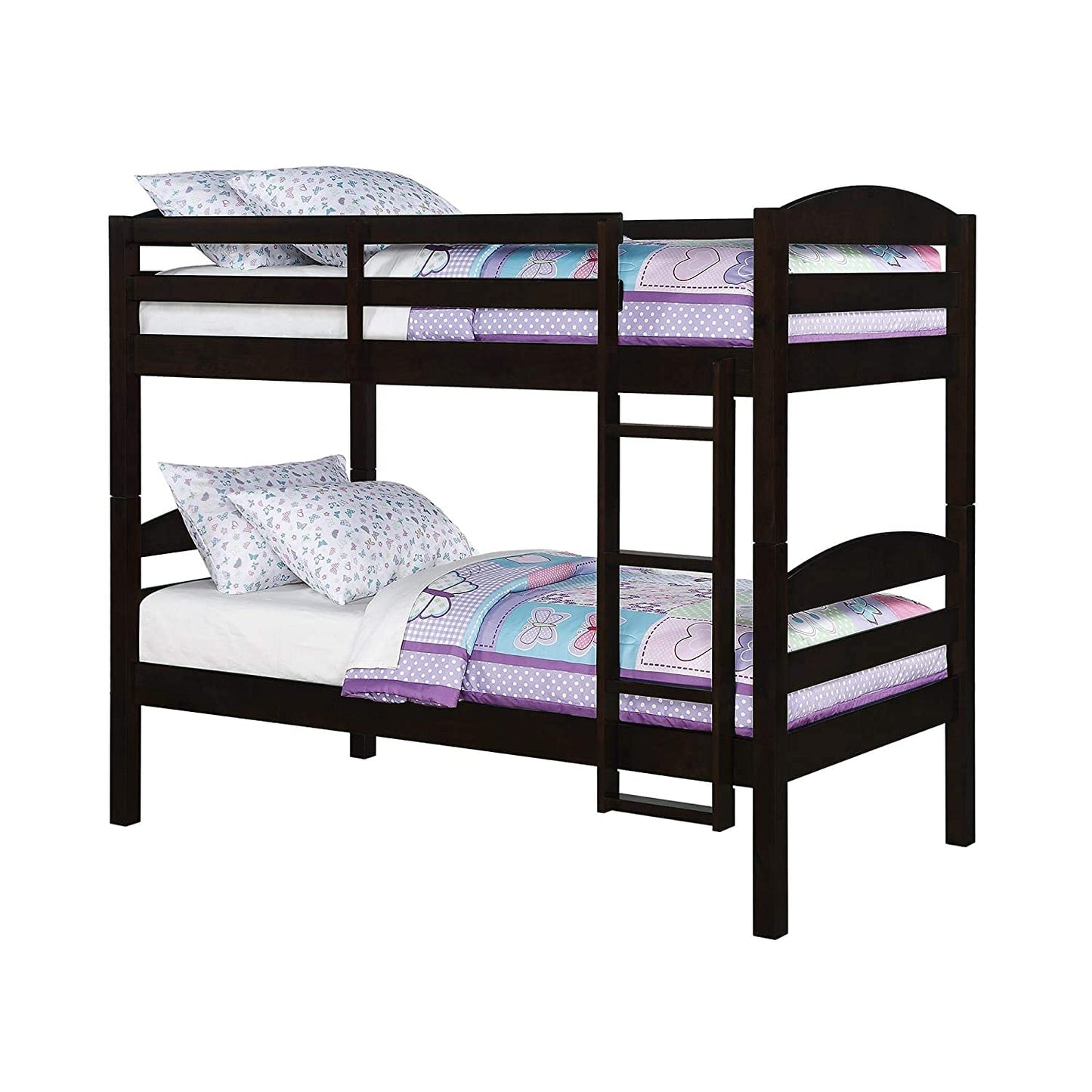 Mango Wood Fistza Kids Bunk Beds with Ladder for Bedroom | Brown Finish