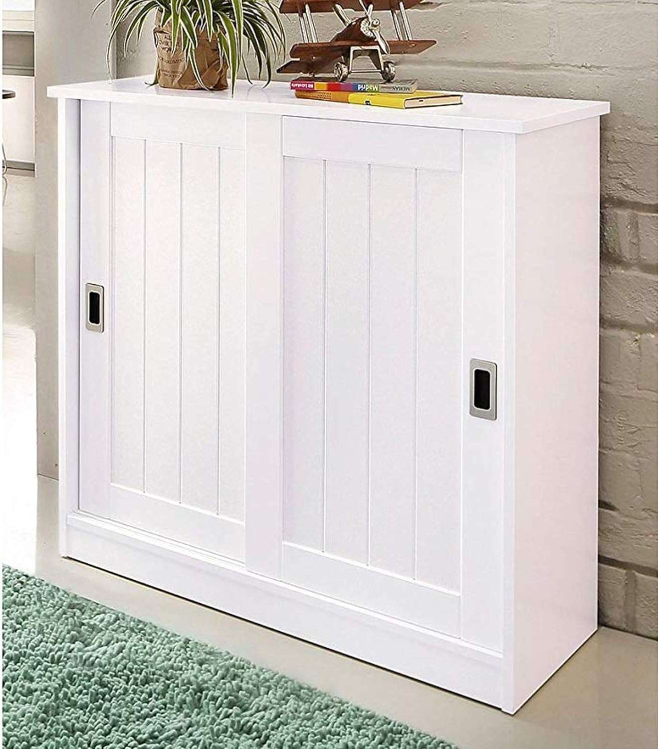 APRODZ Mango Wood Daria Shoe Cabinet for Home | Shoe Rack Organiser | White Finish