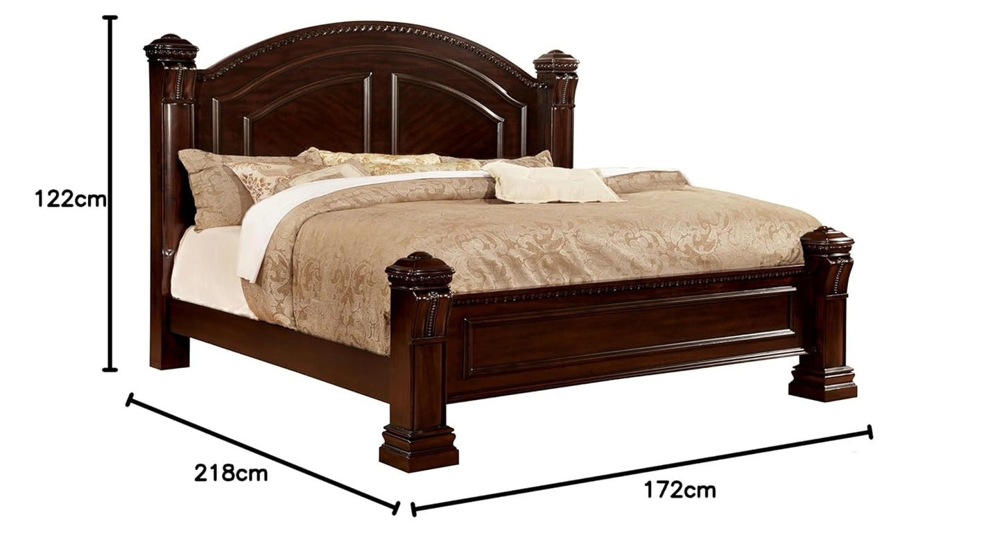 Solid Wood Without Storage Queen Size Clare Bed for Bedroom Stylish | Dark Brown Finish