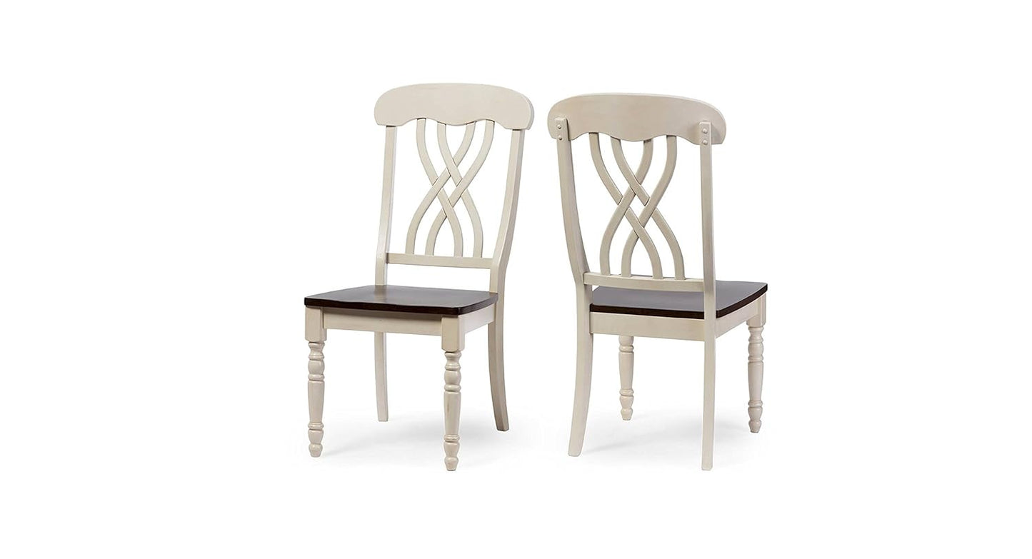 APRODZ Sheesham Wood Marceio Dining Chair Set for Home | Set of 2 Chair | Cream Finish