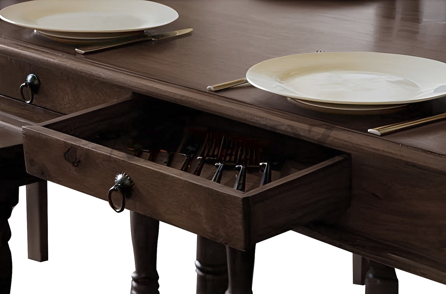 Sheesham Wood Reyk 6 Seater Dining Table Set for Home Dining Room Furniture