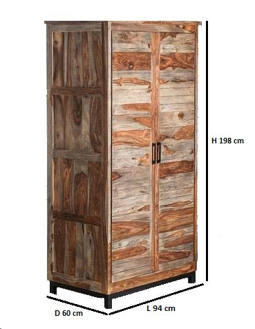 Sheesham Wood Double Doors Multipurpose Storage Bogote Wardrobe Almirah for Bed Room Aprodz