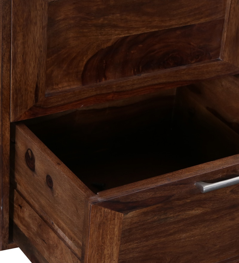 Durque Sheesham Wood Single Door Wardrobe- Provincial Teak Finish