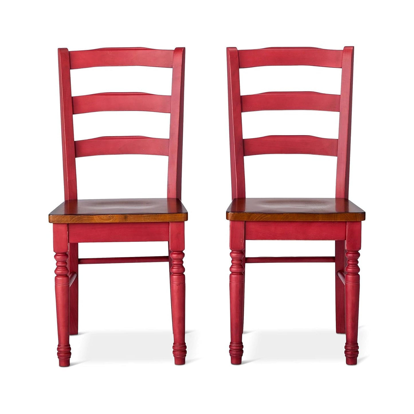 APRODZ Solid Wood Red Bruges Dining Chairs for Living Room | Set of 2 Wooden Chair