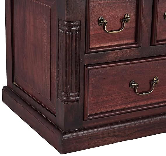 Mango Wood Sulla LED TV Stand – Stylish Entertainment Unit & Storage TV Cabinet for Living Room & Home Theater Setup (Rosewood Finish)