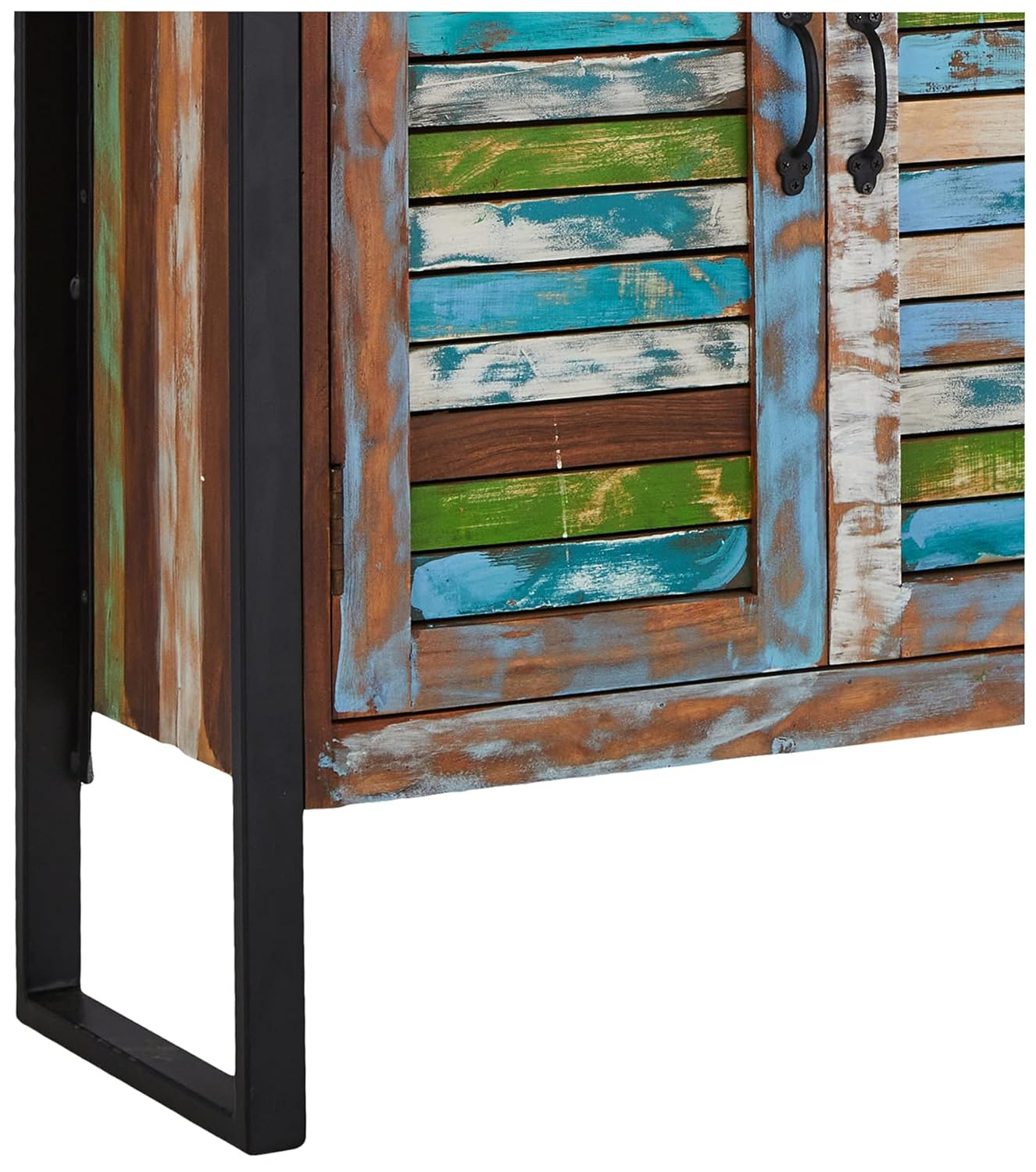 APRODZ Reclaimed Wood Mauri 2-Door Shoe Cabinet with Drawer Storage Shoe Rack Organiser for Home