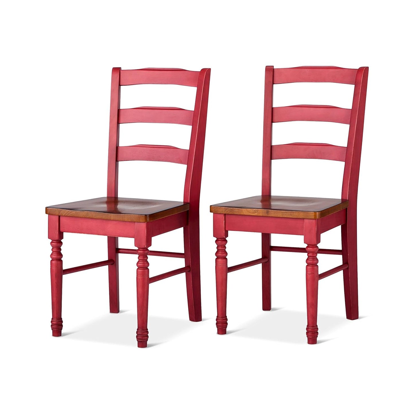 APRODZ Solid Wood Red Bruges Dining Chairs for Living Room | Set of 2 Wooden Chair