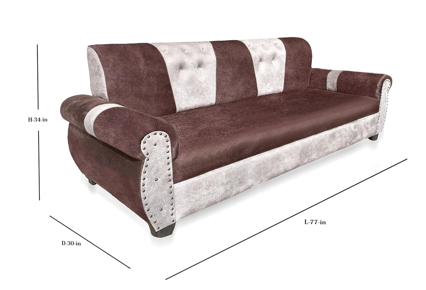 Stylish 5-Seater Sofa Set for Modern Living Space Furniture in Brown and Beige Color