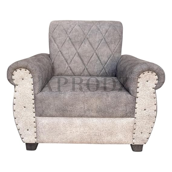 Sofa | Wood Frame Suede Fabric 40D Foam Cushion | Comfortable, Durable, Stylish & Modern for Living Room Furniture | Compact Design Lounge Seat Relaxation (Light Grey + Beige)