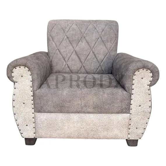 Sofa | Wood Frame Suede Fabric 40D Foam Cushion | Comfortable, Durable, Stylish & Modern for Living Room Furniture | Compact Design Lounge Seat Relaxation (Light Grey + Beige)